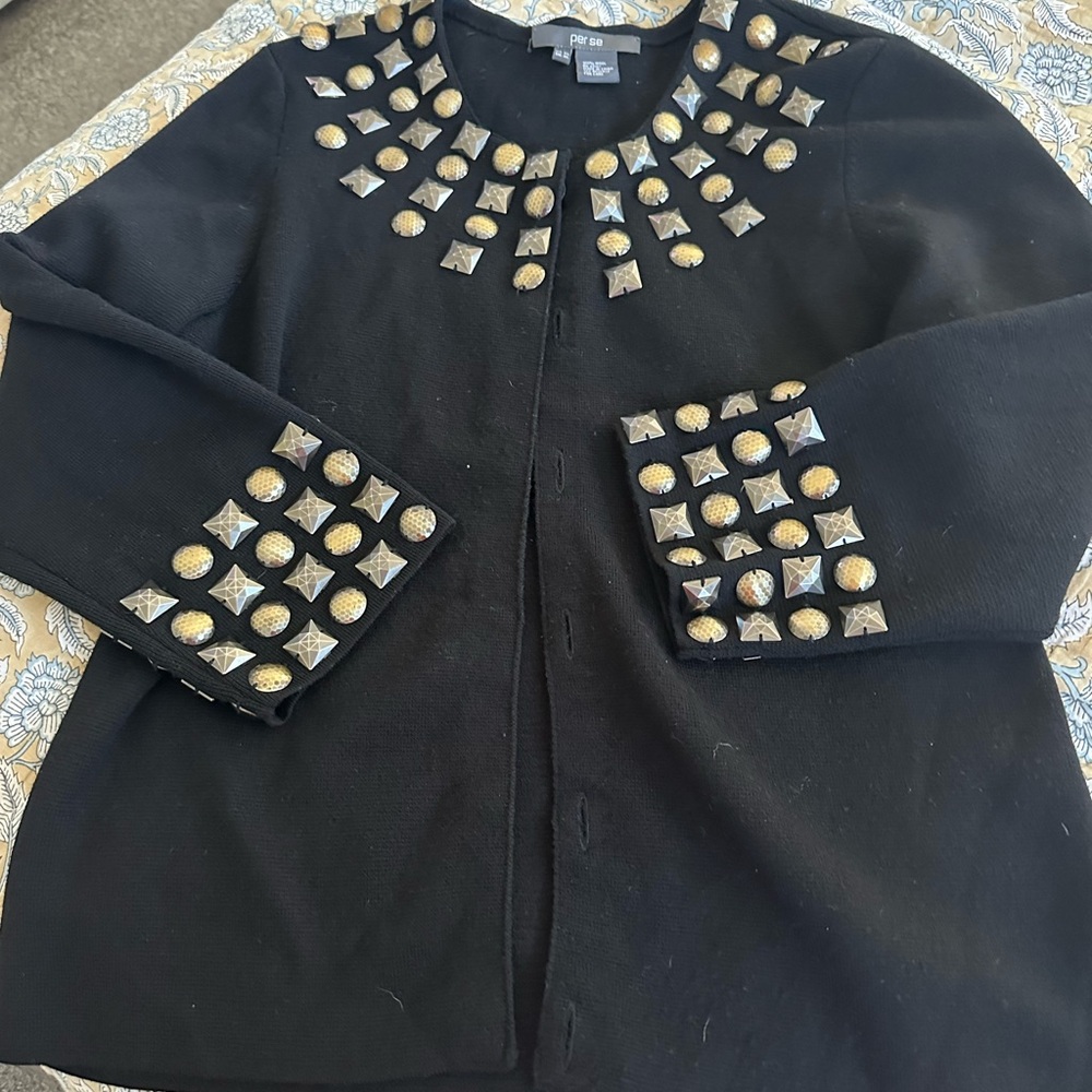 Per Se Black Jacket with Gold Accents
